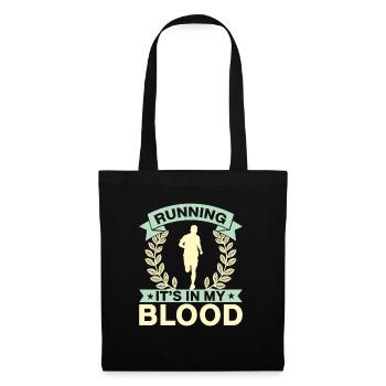 Running It´s In My Blood Marathon Runner Gift - Stoffbeutel - Schwarz - Vorne