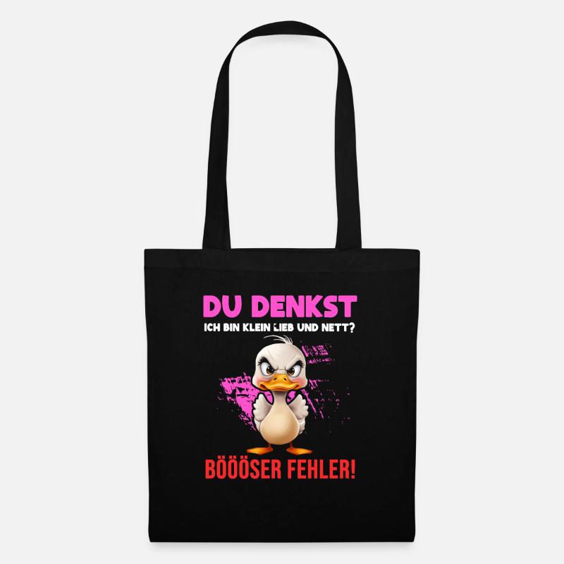 Ente Tshirt Kinder Frauen Witzig Klein Sarkasmus - Stoffbeutel - Schwarz