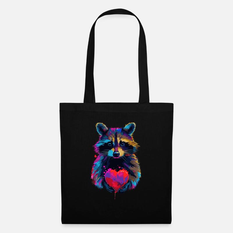 Waschbär - Stoffbeutel - Schwarz