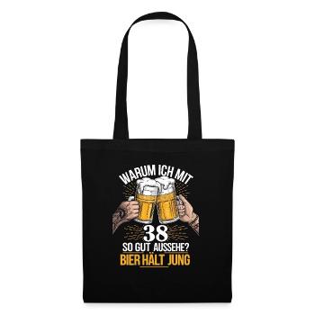 Pourquoi est-ce que j’ai l’air si bien à 38 ans ? La bière vous garde jeune - Sac en tissu - noir - Devant