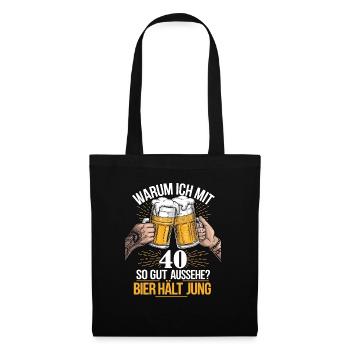 Pourquoi est-ce que j’ai l’air si bien à 40 ans ? La bière vous garde jeune - Sac en tissu - noir - Devant