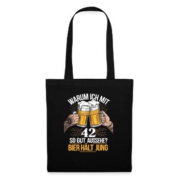Pourquoi est-ce que j’ai l’air si bien à 42 ans ? La bière vous garde jeune - Sac en tissu - noir - Devant