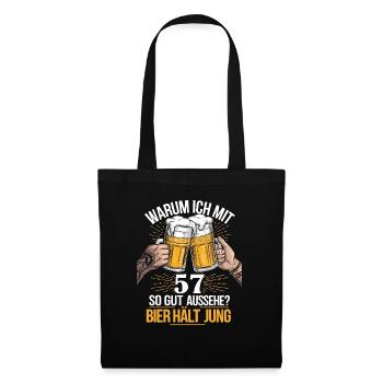 Pourquoi est-ce que j’ai l’air si bien à 57 ans ? La bière vous garde jeune - Sac en tissu - noir - Devant
