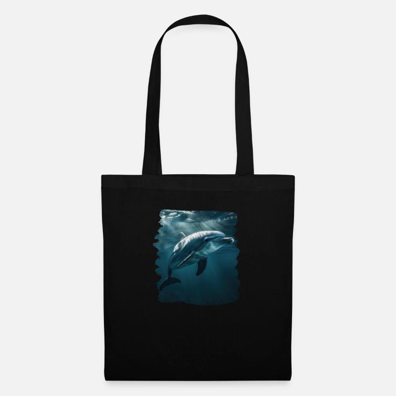 Dolphin Delfine Delfin - Stoffbeutel - Schwarz