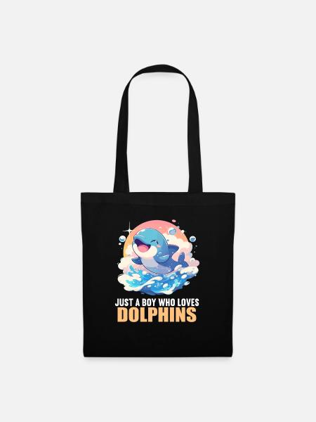 Dolphin Delfine Delfin - Stoffbeutel - Schwarz