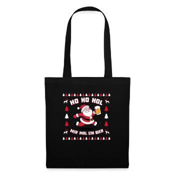 Bier Ugly Christmas Weihnachten Xmas Santa Claus - Stoffbeutel - Schwarz - Vorne
