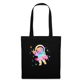KRISTAN - Beau nom de garçon avec astronaute mignon - Sac en tissu - noir - Devant