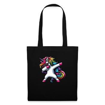 Einhorn Tupfende Überraschung Regenbogenmädchen - Stoffbeutel - Schwarz - Vorne