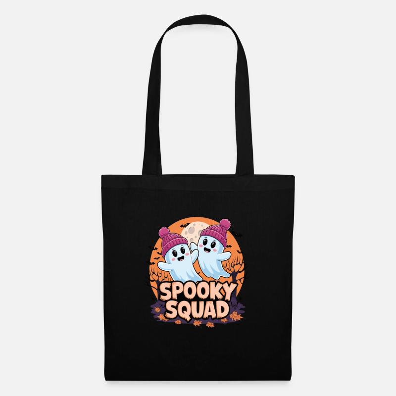 Halloween Spooky Squad Geist mit Mütze - Stoffbeutel - Schwarz