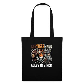HOMME BARBU Viking barbe Homme Tigre Drôle - Sac en tissu - noir - Devant