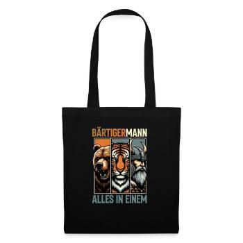 HOMME BARBU Viking barbe Homme Tigre Drôle - Sac en tissu - noir - Devant