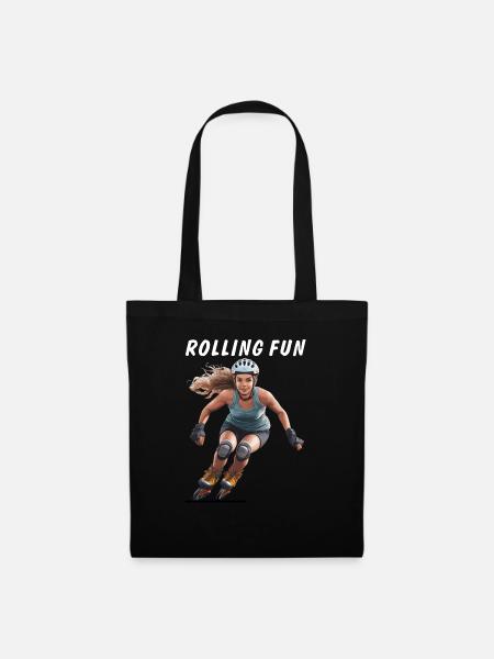 WOMAN ROLLER SKATES ROLLING FUN - Tote Bag - black