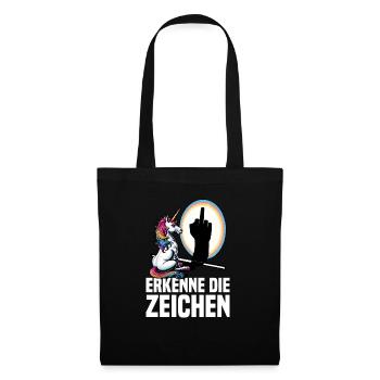 Erkenne die Zeichen Einhorn Schatten Lustiger - Stoffbeutel - Schwarz - Vorne