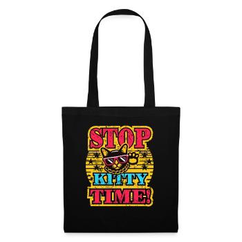 Stop Kitty Time - Funny Cat Design - Tote Bag - black - Front