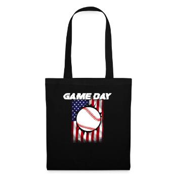 Baseball Sport Baseballspieler Pitcher Catcher USA - Stoffbeutel - Schwarz - Vorne