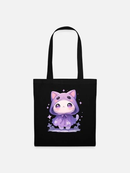 Cute Halloween Cat Disguised as a Ghost - Tote Bag - black