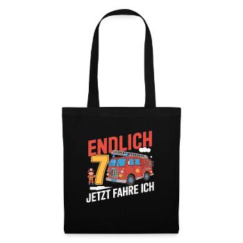 Endlich 7 Jetzt Fahre Ich Feuerwehr - Stoffbeutel - Schwarz - Vorne
