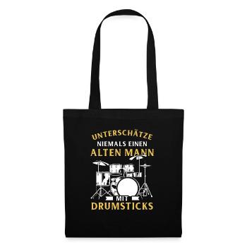 Tambours Tambours Baguette Batteur Musique Groupe Rock - Sac en tissu - noir - Devant