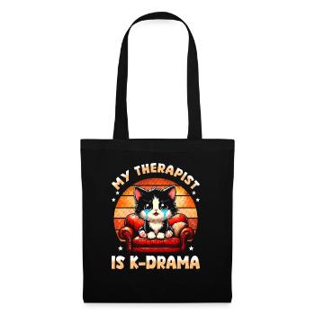 Mon thérapeute est K-Drama : Chat mignon qui pleure Mème - Sac en tissu - noir - Devant