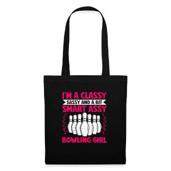 Bowling Girl Funny Ladies Team Bowler Sport - Stoffbeutel - Schwarz - Vorne