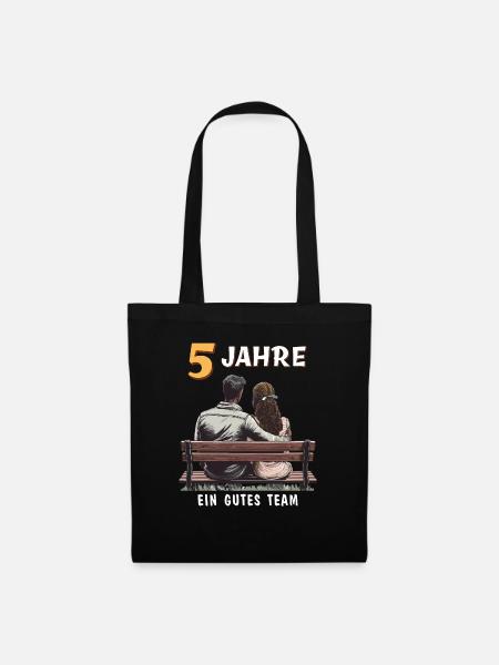 5 JAHRE EIN GUTES TEAM MANN FRAU - Stoffbeutel - Schwarz