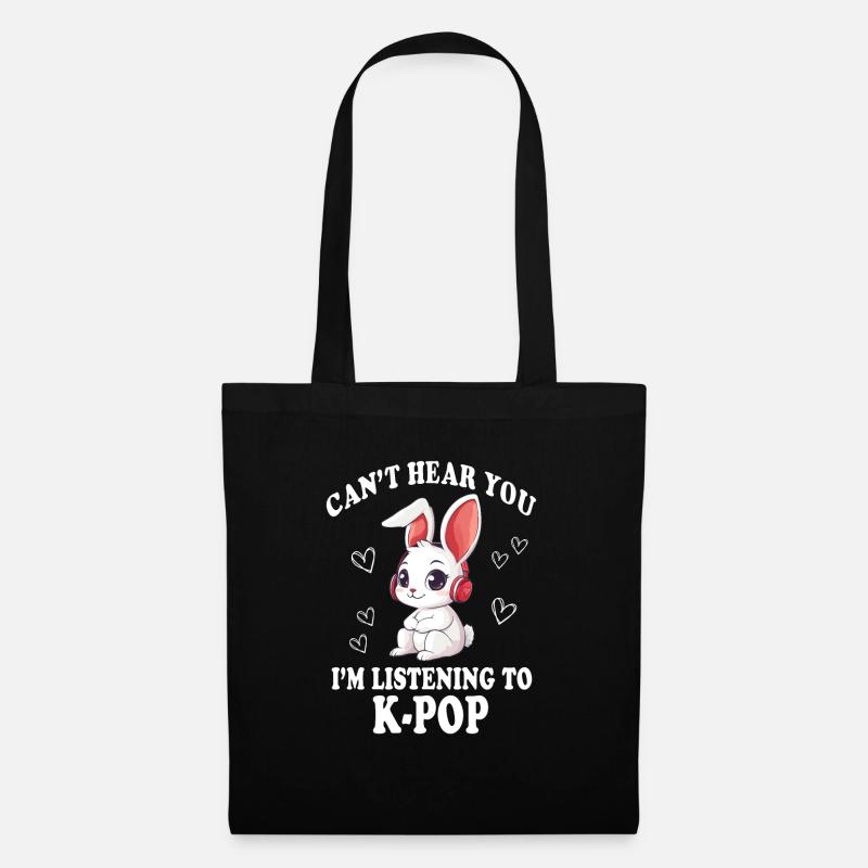 Hase K-Pop Korean Pop Geschenkidee - Stoffbeutel - Schwarz