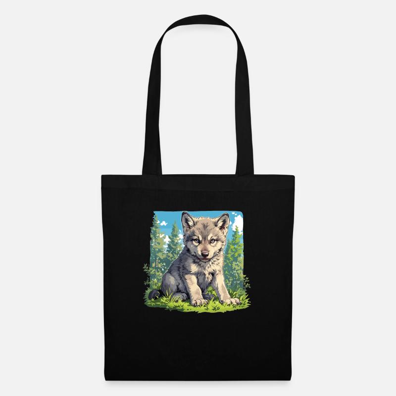 Wölfe Wolf - Stoffbeutel - Schwarz