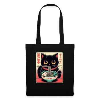 Chat Ramen Nouilles Anime Japonais Chat Chaton - Sac en tissu - noir - Devant