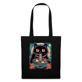 Chat Ramen Nouilles Anime Japonais Chat Chaton - Sac en tissu - noir - Devant