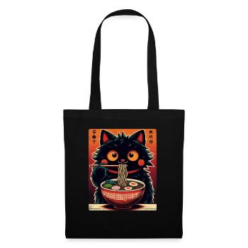 Chat Ramen Nouilles Anime Japonais Chat Chaton - Sac en tissu - noir - Devant