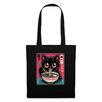 Chat Ramen Nouilles Anime Japonais Chat Chaton - Sac en tissu - noir - Devant