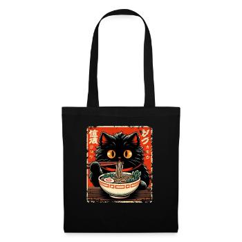 Chat Ramen Nouilles Anime Japonais Chat Chaton - Sac en tissu - noir - Devant