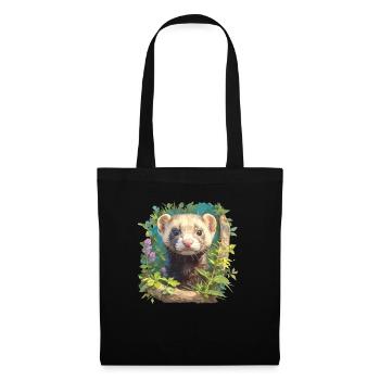 Ferret Frettchen - Stoffbeutel - Schwarz - Vorne