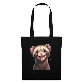 Ferret Frettchen - Stoffbeutel - Schwarz - Vorne