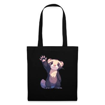 Ferret Frettchen - Stoffbeutel - Schwarz - Vorne