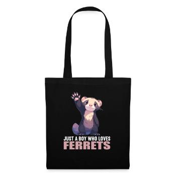 Ferret Frettchen - Stoffbeutel - Schwarz - Vorne