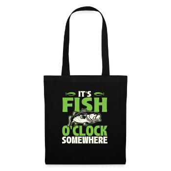It's Fish O'clock Somewhere Funny Fishing - Stoffbeutel - Schwarz - Vorne