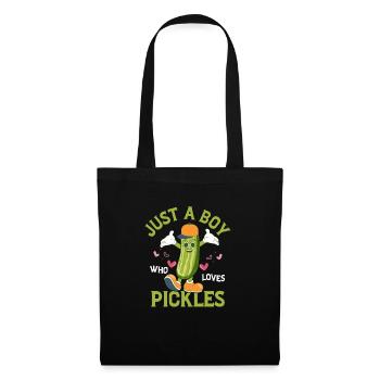 Juste un garçon qui aime les cornichons Concombre Aneth végétalien - Sac en tissu - noir - Devant