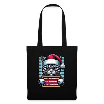 Père Noël Noël Drôle de chats Mugshot - Sac en tissu - noir - Devant