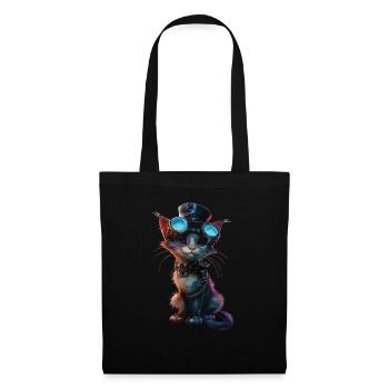 Steampunk-katze - Stoffbeutel - Schwarz - Vorne
