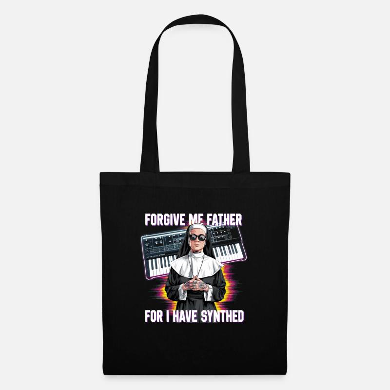 Forgive Me Father For I Have Synthed Funny Synth - Stoffbeutel - Schwarz