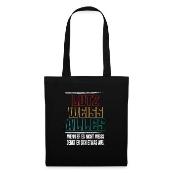 Lutz sait tout - Cadeau Lutz - Sac en tissu - noir - Devant