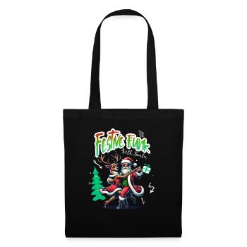 Santa Claus is dancing on xmas Christmas funny - Stoffbeutel - Schwarz - Vorne