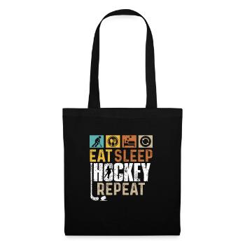 Manger Dormir Hockey Répéter drôle rétro vintage - Sac en tissu - noir - Devant