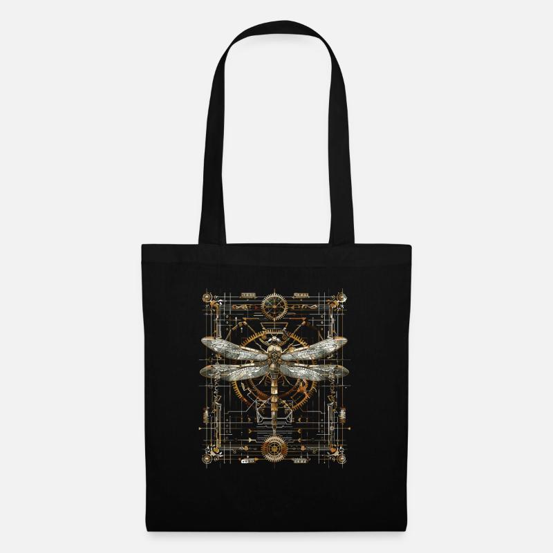 Libellule steampunk - Sac en tissu - noir