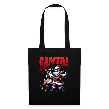Santa Claus is dancing on xmas Christmas funny - Stoffbeutel - Schwarz - Vorne