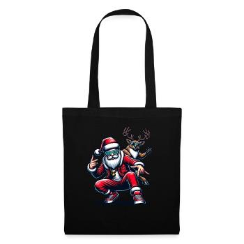 Santa Claus is dancing on xmas Christmas funny - Stoffbeutel - Schwarz - Vorne
