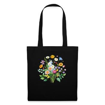 Colorful Wildflowers Bouquet Illustration - Tote Bag - black - Front