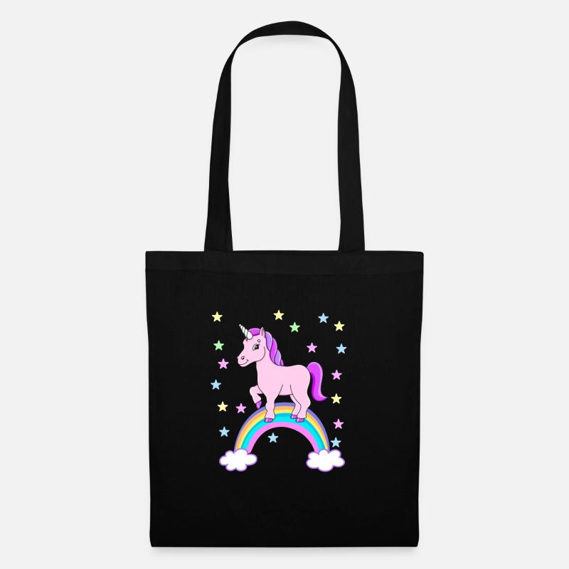 Einhorn Regenbogen Geschenkidee - Stoffbeutel - Schwarz