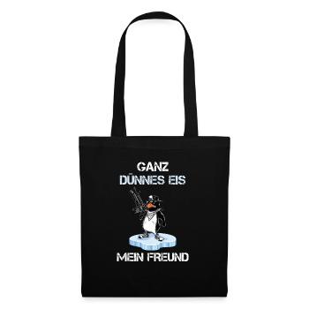 De la glace très mince, mon ami. T-shirt pingouin | - Sac en tissu - noir - Devant